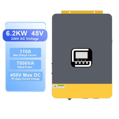 Harga yang bagus Inverter Surya Tampilan LCD 6.2KVA 48V Inverter Hibrida Surya Gelombang Sinus Murni On Off Grid Inverter dengan Pengisi Daya Surya MPPT on line