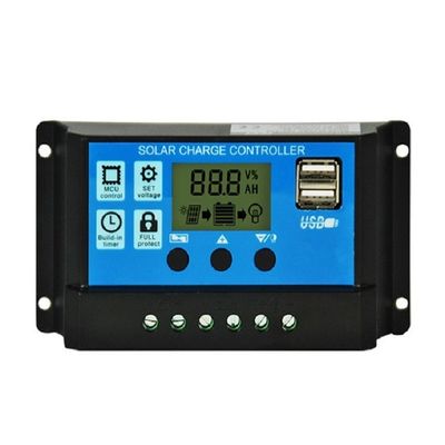 Kontroler Panel Surya PWM Otomatis 12v 24v 10a 20a 30Amp Dengan Layar LCD Dual USB