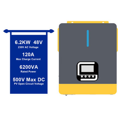 6200w 48vdc On/Off Grid Hybrid Solar Pure Sinus Wave Inverter dengan baterai asam timbal