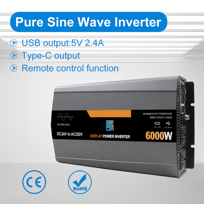 Harga yang bagus Inverter Daya Gelombang Sinus Murni 6000W – DC 12 V / 24 V / 48 V ke AC 110–240 V on line