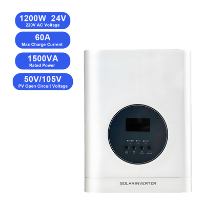 Hybrid Solar Inverter 1.2KW 1200W 24V 110/220V Off Grid All-in-One Solar Inverter untuk RV, Camping, dan Sistem Rumah Kecil
