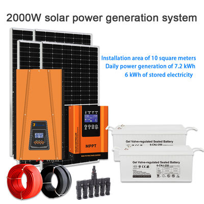 Harga yang bagus 2KW Kit Surya Off-Grid Lengkap untuk Rumah dengan Pemasangan Tanah & Baterai 48V on line