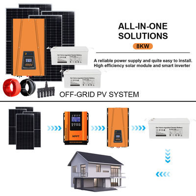 Harga yang bagus Daya serbaguna untuk rumah Anda: 8KW Off-Grid Solar Kit dengan Inverter Tegangan Adjustable untuk mencocokkan semua peralatan Anda on line