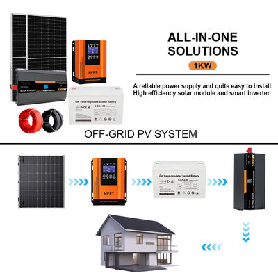Harga yang bagus Kit Pembangkit Listrik Tenaga Surya Off-Grid 1KW Lengkap untuk Rumah dengan Baterai GEL Tahan Lama on line